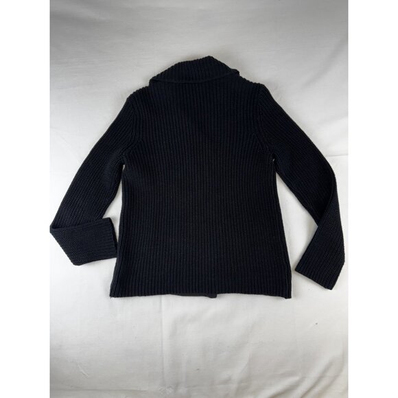 Lauren Ralph Knit Cardigan Black Cotton M Gold Button - Picture 9 of 9